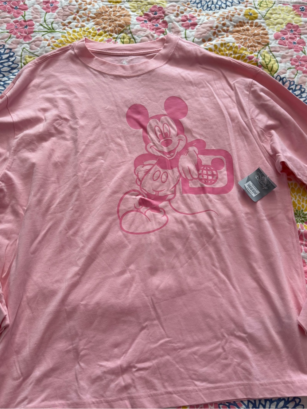 NWT women large Disney Mickey Mouse Pink Long Sleeve T-Shirt